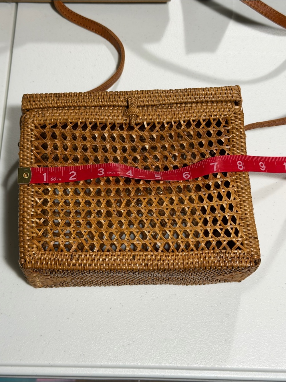 NWT Bembien Flora Rattan Crossbody Bag Leather Strap Boho Summer Natural Purse - Picture 10 of 12